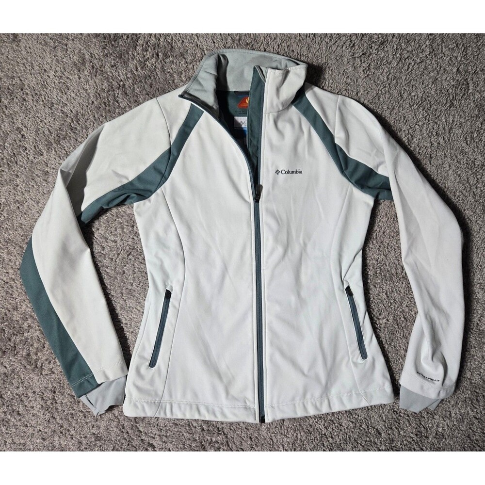 Columbia Tectonic Softshell Jacket Omni Heat Women's Small White Green Windproof